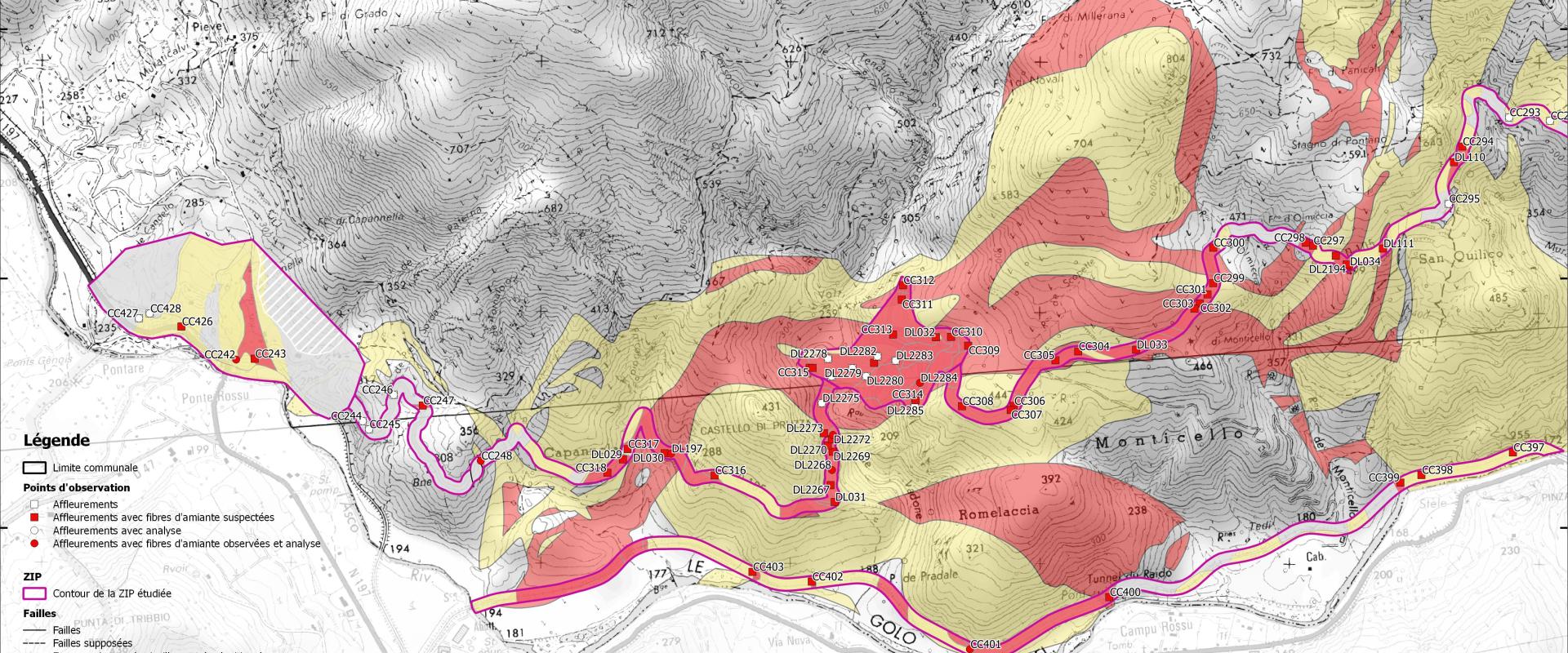 Cartographie de susceptibilité de présence d'amiante 1/ 5 000